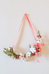 DIY Modern Pink Asymmetrical Christmas Wreath